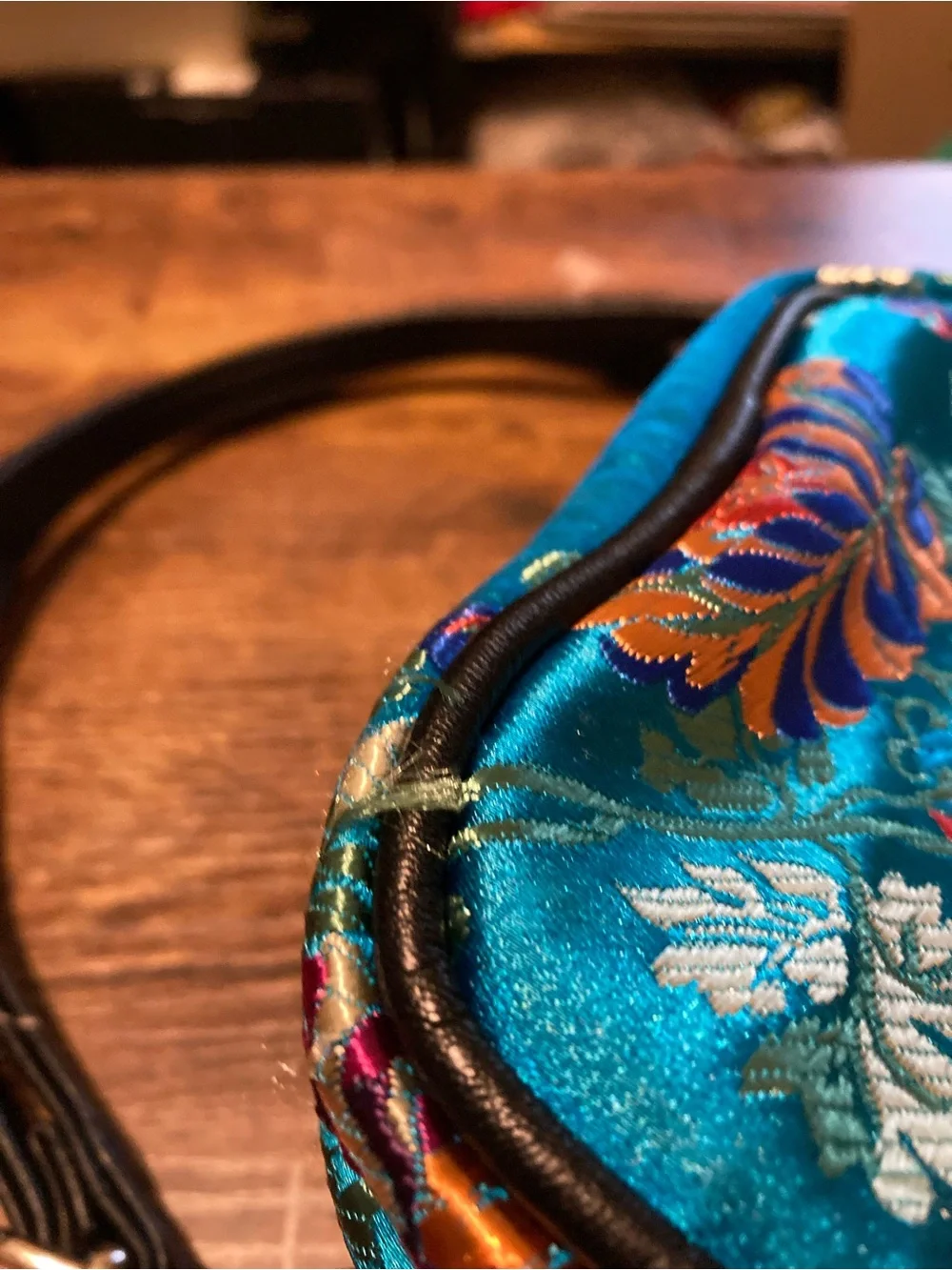 Blue Chinese style embroidered floral mini backpack